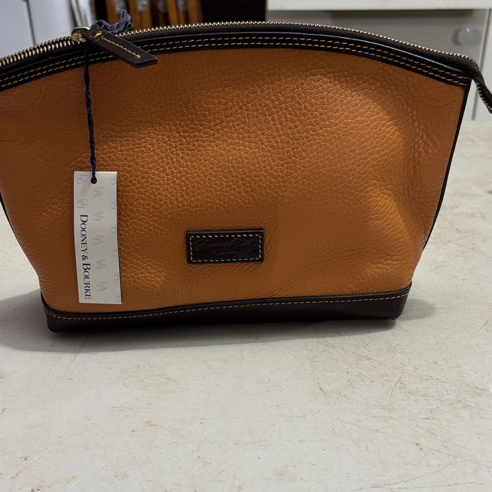 Dooney & Bourke Orange Leather Cosmetic Bag
